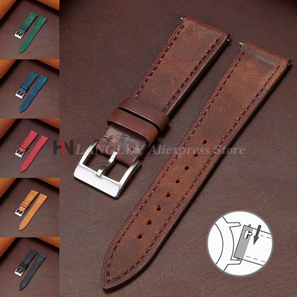 Smartwatch Vintage Watches For Women - 18/19/20/21/22/24mm 퀵 릴리스 빈티지 스트랩 소가죽
