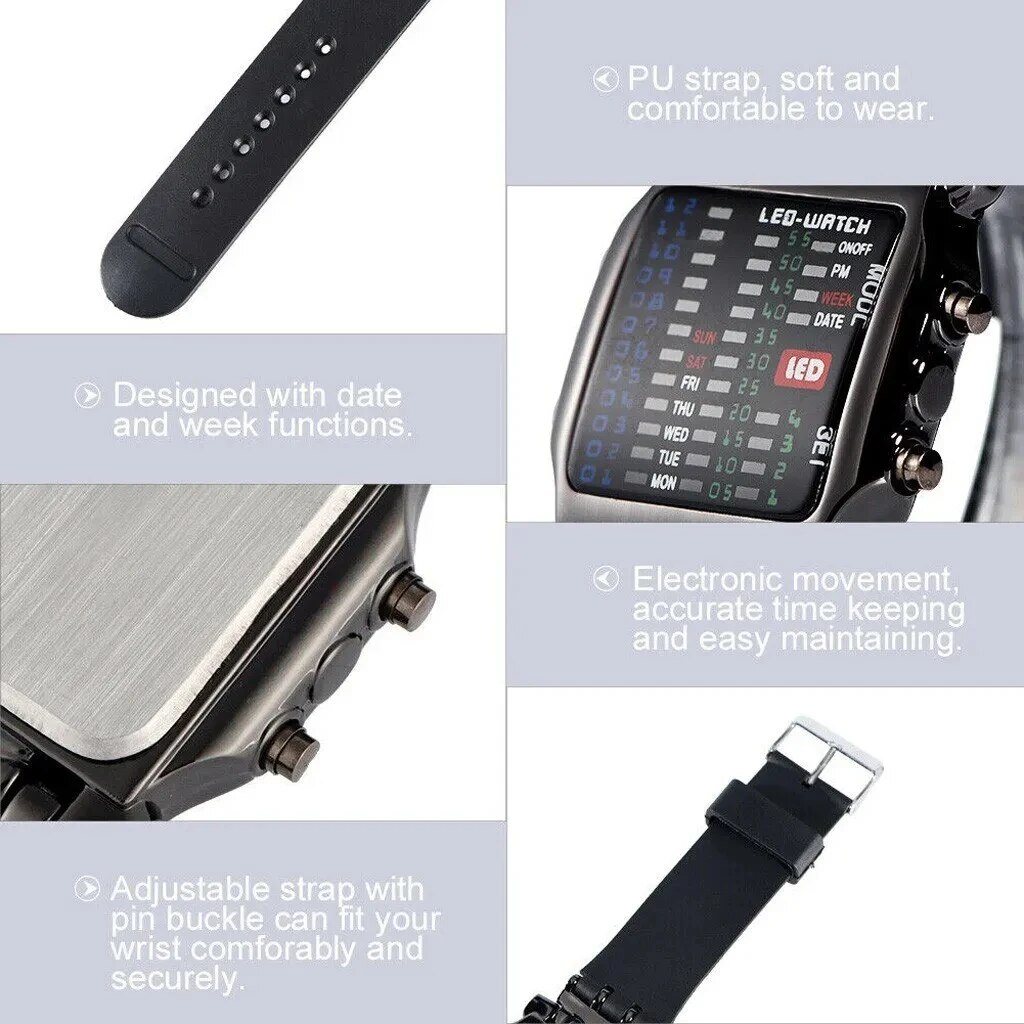 이진 Led 시계 크리 에이 티브 방수 비즈니스 전자  - Timex Watches Smartwatch 리뷰 및 가격